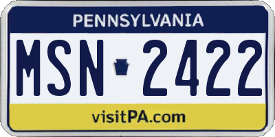 PA license plate MSN2422