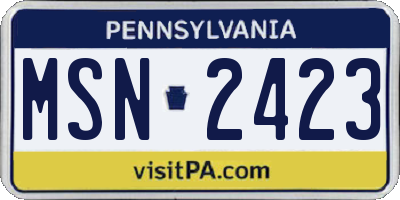 PA license plate MSN2423