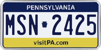 PA license plate MSN2425