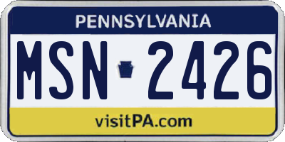 PA license plate MSN2426