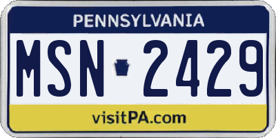 PA license plate MSN2429