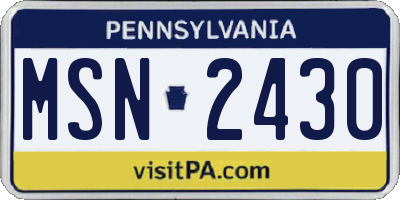 PA license plate MSN2430