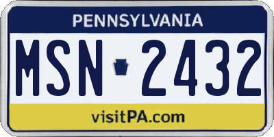 PA license plate MSN2432