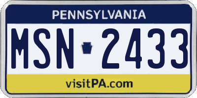 PA license plate MSN2433