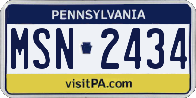 PA license plate MSN2434