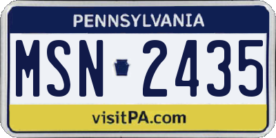PA license plate MSN2435