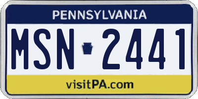 PA license plate MSN2441