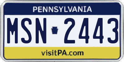 PA license plate MSN2443