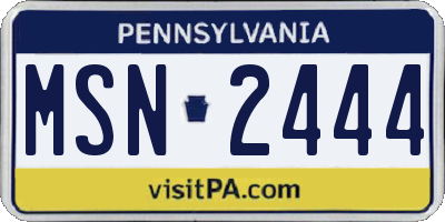 PA license plate MSN2444