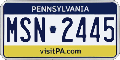 PA license plate MSN2445