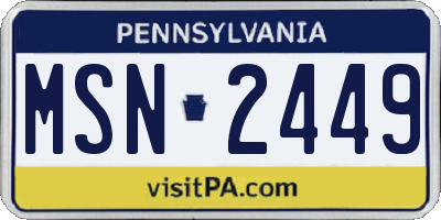 PA license plate MSN2449