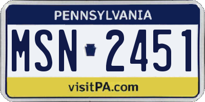 PA license plate MSN2451