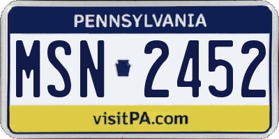 PA license plate MSN2452