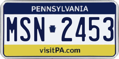 PA license plate MSN2453