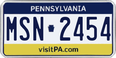 PA license plate MSN2454