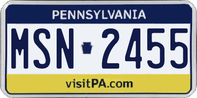 PA license plate MSN2455