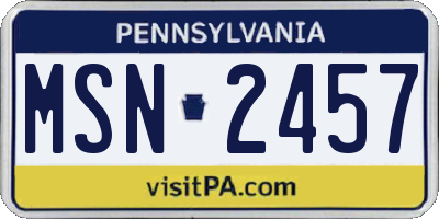 PA license plate MSN2457