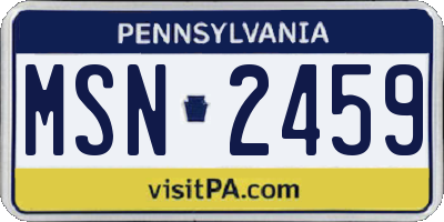 PA license plate MSN2459
