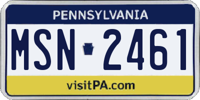 PA license plate MSN2461