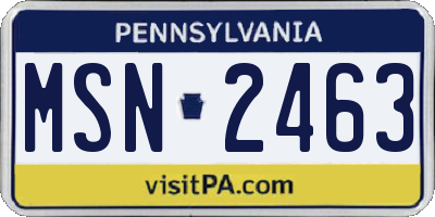 PA license plate MSN2463