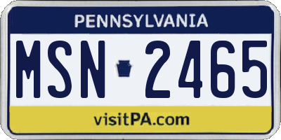 PA license plate MSN2465