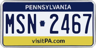 PA license plate MSN2467