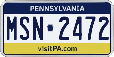 PA license plate MSN2472