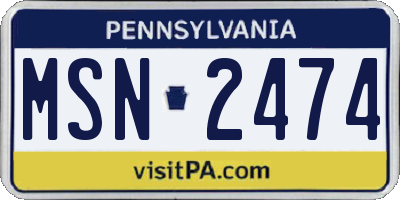 PA license plate MSN2474