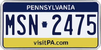 PA license plate MSN2475