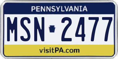 PA license plate MSN2477