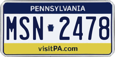 PA license plate MSN2478