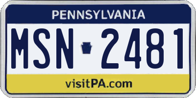 PA license plate MSN2481