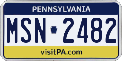 PA license plate MSN2482