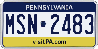 PA license plate MSN2483