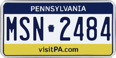 PA license plate MSN2484