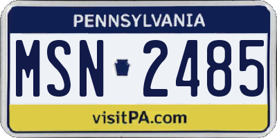 PA license plate MSN2485