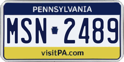 PA license plate MSN2489