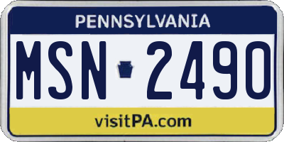 PA license plate MSN2490