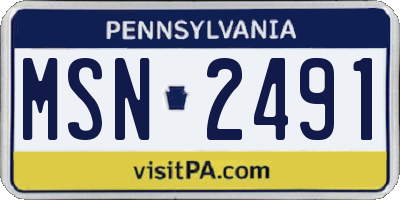 PA license plate MSN2491