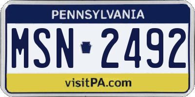 PA license plate MSN2492