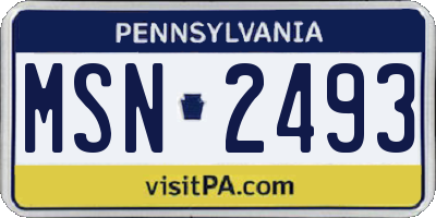 PA license plate MSN2493