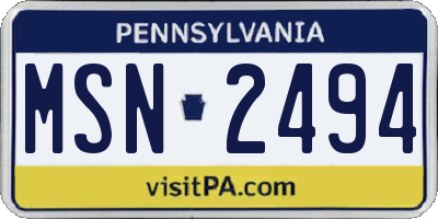 PA license plate MSN2494