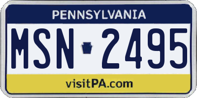 PA license plate MSN2495