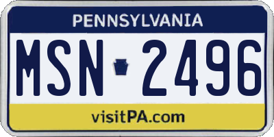PA license plate MSN2496