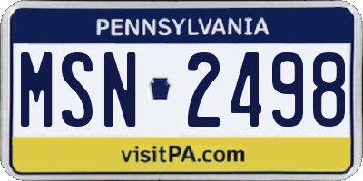 PA license plate MSN2498