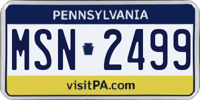 PA license plate MSN2499