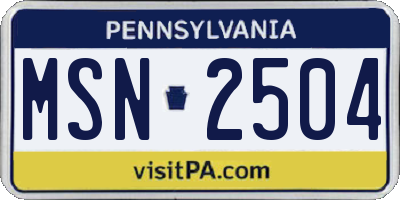 PA license plate MSN2504