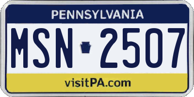 PA license plate MSN2507