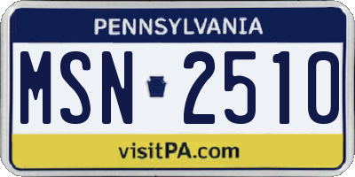 PA license plate MSN2510