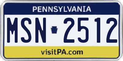 PA license plate MSN2512